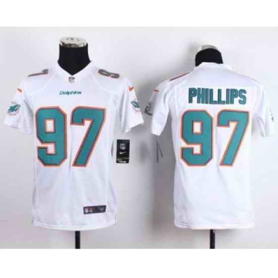 nike youth nfl jerseys miami dolphins 97 phillips white[nike]
